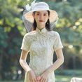 thumbnail image 4 of Vestido chino ajustado con bordado de malla de verano de diseño de lujo para mujer, vestido Qipao moderno, 4 of 5