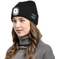 thumbnail image 2 of Morttic Unisex Bluetooth Beanie Hat with Light, Upgraded Musical Knitted Cap with Headphone and Built-in Stereo Speakers & Mic, Headlamp Hat for Outdoor Sports Running Hiking (Black), 2 of 8