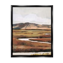 Stupell Industries Winding River Landscape Landscape Painting Black Floater Framed Canvas Art Print Wall Art, 25 x 31