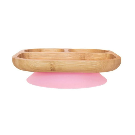 Jaiye - Bamboo Baby Plate with Spoon - Suction Plates for Babies - Toddler & Kids Plates – Pink