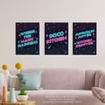 thumbnail image 2 of Pack of 3 Neon Blue and Pink Disco Kitchen Quote Retro Typography Unframed Wall Art Living Room Prints Set, 2 of 5