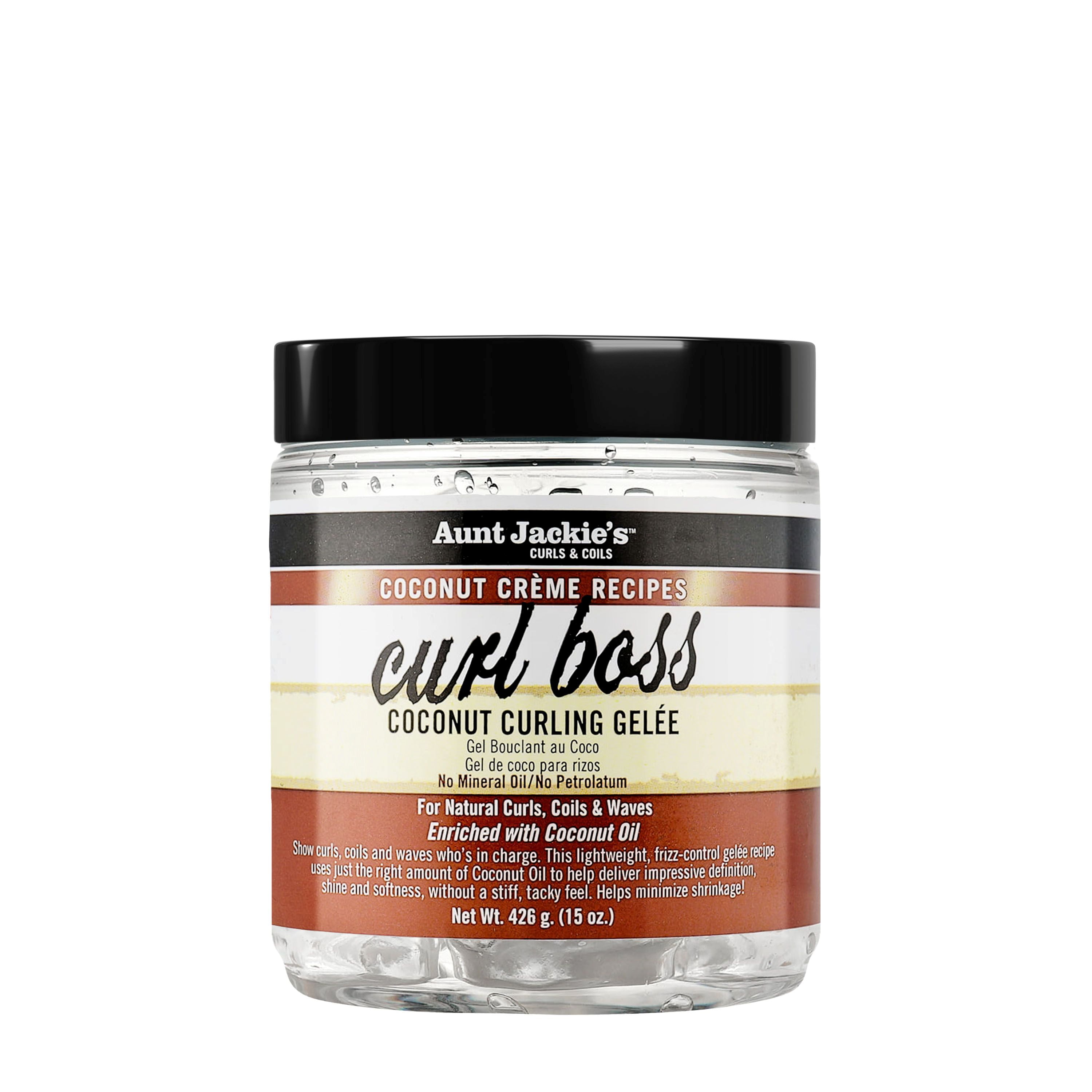 (2 pack) Aunt Jackie's Curls & Coils Curl Boss Coconut Curling Gelée, 15 oz, Female, Shine Enhancing