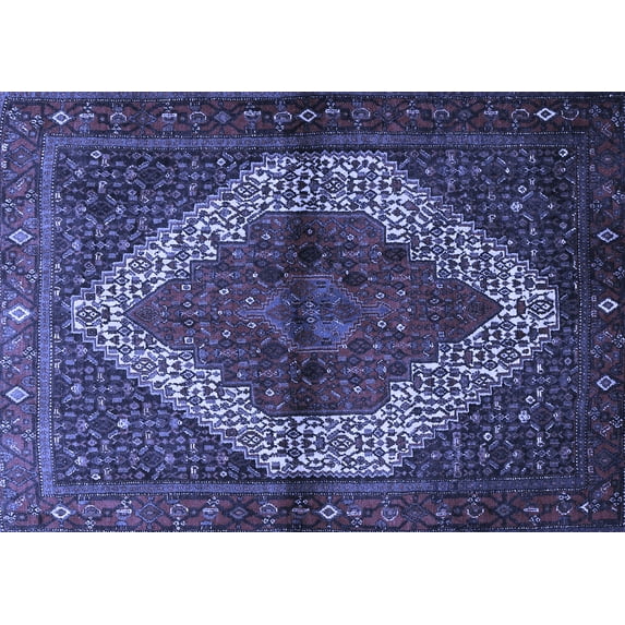 Ahgly Company Machine Washable Indoor Rectangle Persian Blue Traditional Area Rugs, 2' x 3'