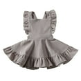 thumbnail image 1 of PENGXIANG Robe en Velours Côtelé pour Filles, Couleur Unie, Sans Manches, Col Carré, Robe Décontractée à Bretelles, 1 of 8