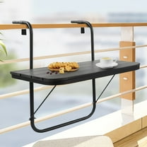 Balcony Table Hanging Deck Railing Table Outdoor Balcony Bar Table for Railings Folding Adjustable Black