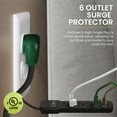 thumbnail image 4 of GoGreen Power (GG-16103M-12BK) 6 Outlet Surge Protector, 250 Joules, Black, 12ft Cord, 15 AMP circuit breaker, Right Angle Plug, 4 of 10