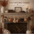 thumbnail image 3 of 61" Fall Fabric Garland, Rustic Spooky-Cute Halloween Bunting with Stuffed Pumpkins, Ghost & Black Cat, Fun Autumn Hanging Decor for Fireplace Mantel & Wall, 3 of 8