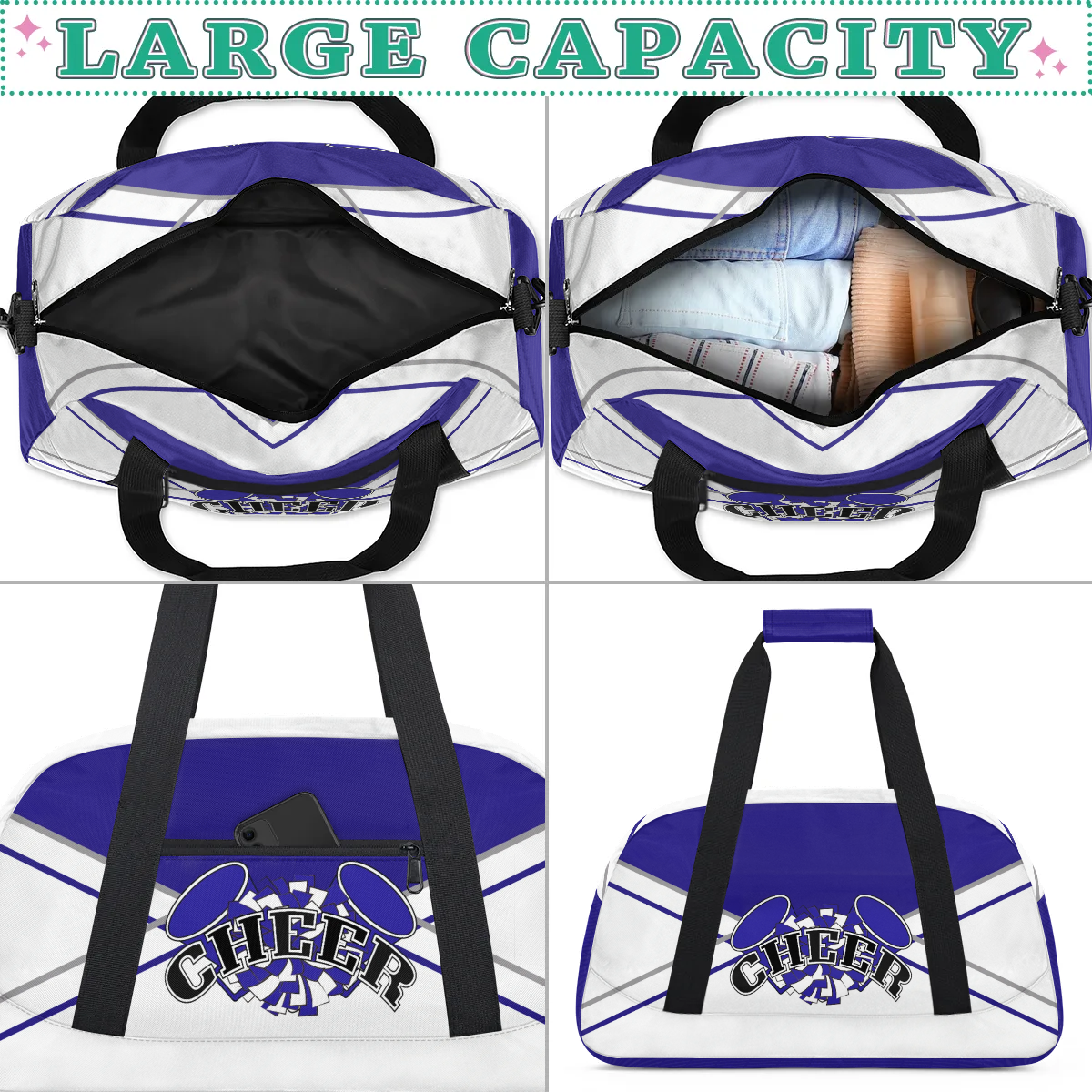 Qzjjjmy Cheer Duffle Bag for Girls Overnight Weekender Bags