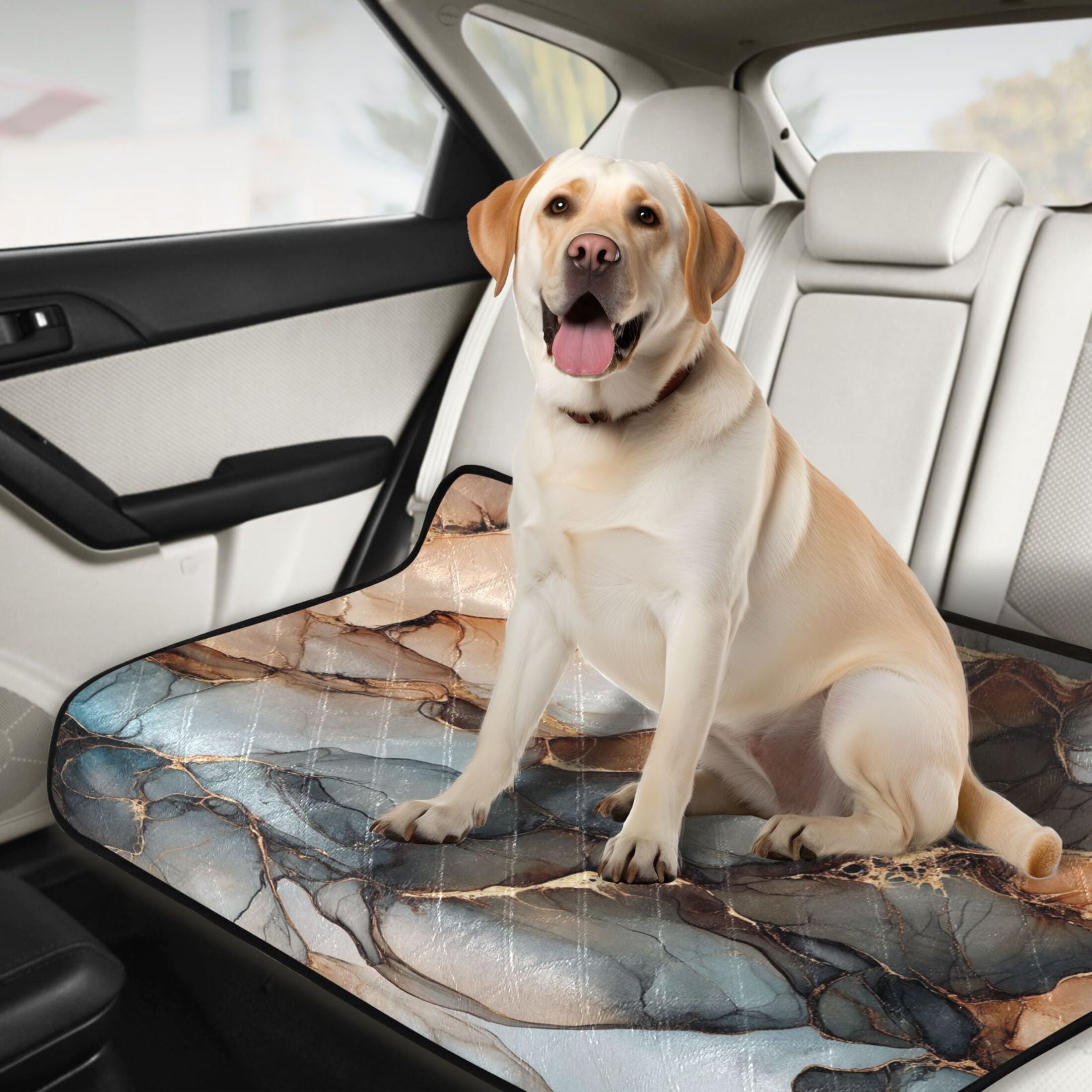 Qxltty Brown Gilt Marble Pattern Cat litter Pads Pet Set of 3 Diaper Mats Center Anti-leakage Layer Absorbent Soft and Comfortable