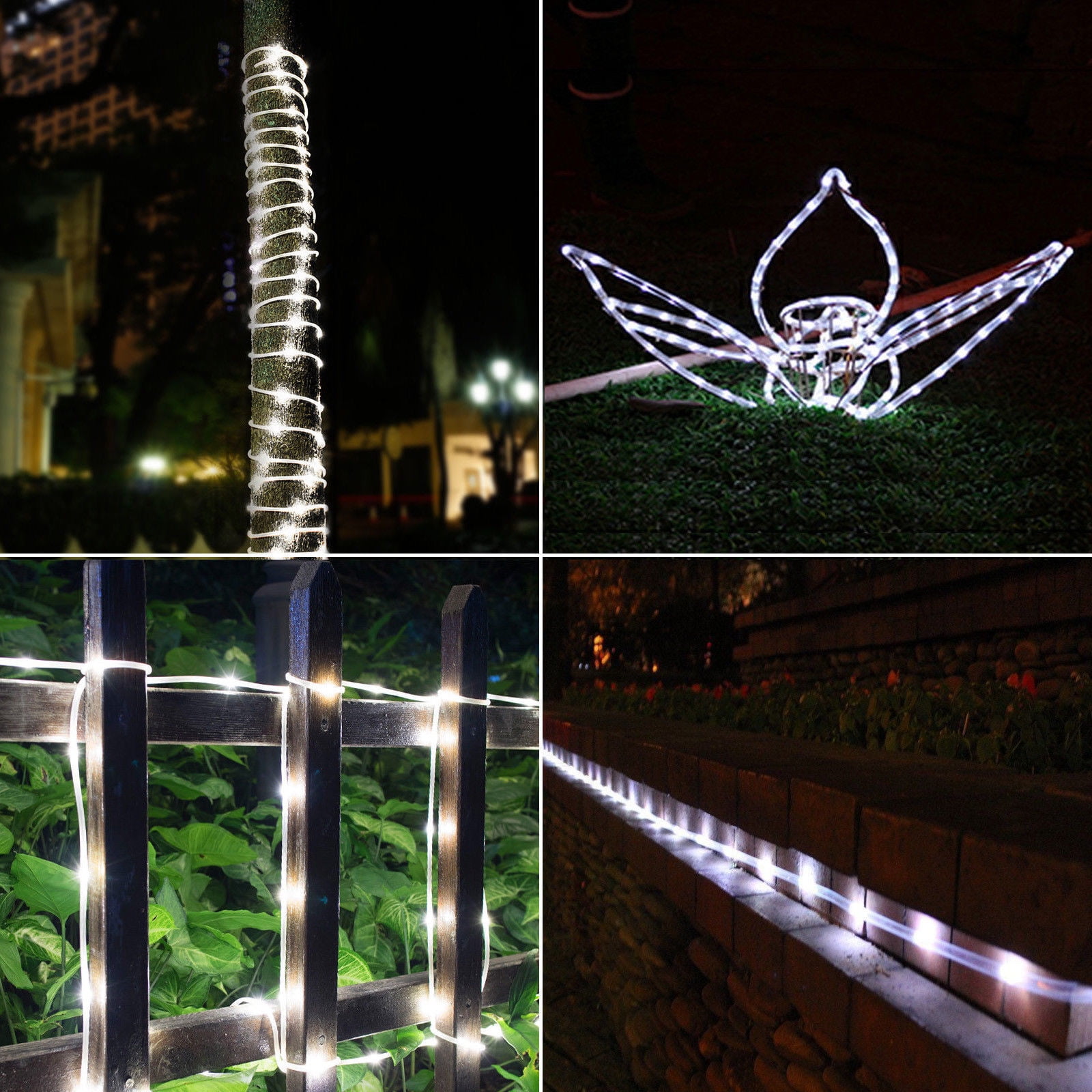 39FT 100LEDS Solar Rope Tube Fairy Lights LED String Outdoor Garden Waterproof