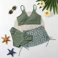 thumbnail image 3 of 8-12 Years Big Girl's 3 Piece Swimsuits Printed Bikini Bathing Suit with Cover Up UPF 50+, 3 of 12