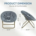thumbnail image 6 of Comfy Saucer Chair, Folding Cozy Faux Fur Accent Seat with Thick Padded and Metal Frame, Single Leisure Chair for Living Room Bedroom, Gray, 6 of 8