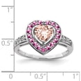 thumbnail image 3 of Sterling Silver Rhodium Morganite Heart Ring (Size 9) Made In Thailand qr4521-9, 3 of 5
