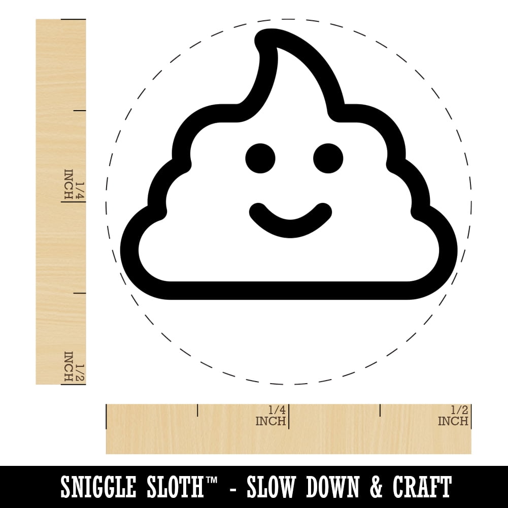 Smile Poop Face Emoticon Self-Inking Rubber Stamp Ink Stamper - Dry Pad (No Ink) - Mini 1/2 Inch