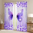 thumbnail image 2 of Manfei Chic Butterflies Black Out Curtains,Wild Cheetah Print Curtains Pack of 2 (42x63 Each),Purple White Bedroom Curtains For Girls Teens,Ultra Soft Home Decor, 2 of 6