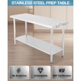 thumbnail image 3 of Table de Travail en Acier Inoxydable NSF 60x24 Po avec Tablette Inférieure Réglable et Support de Sac à Ordures Détachable, Table de Préparation Commerciale Robuste pour Cuisine, Maison, Restaurant, 3 of 8