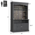 thumbnail image 3 of Coffee Bar Cabinet with LED Lights 72" Tall Buffet Cabinet with Storage Farmhouse Kitchen Sideboard Tall Coffee Hutch Cabinet with Microwave Stand/Wine Rack/Glass Shelf Dining Room(ship in 2 boxes), 3 of 8