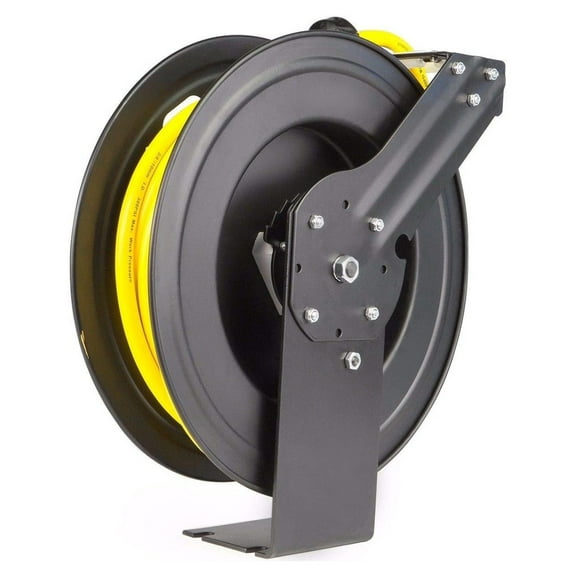 Auto-Rewind Retractable 50-Ft x 1/2-Inch Air Hose Reel with Air Rubber Hose