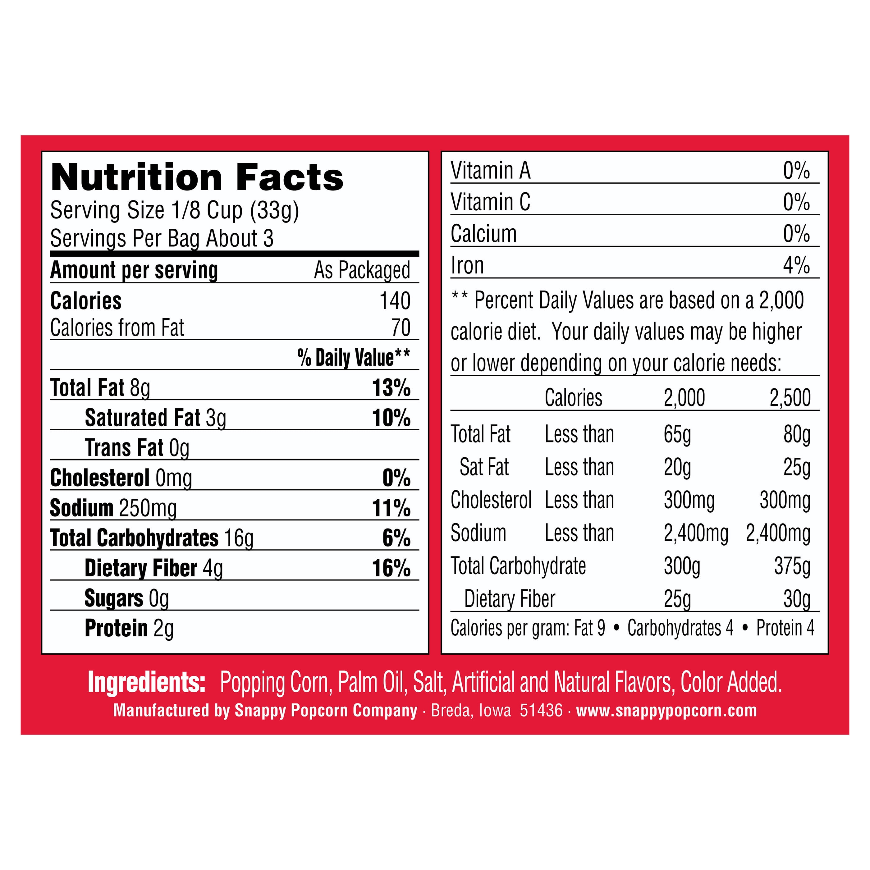 Snappy Butter Microwave Popcorn, 3.5 oz Bags, 48 Count, Non-GMO, Whole Grain