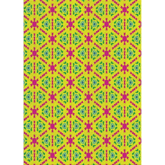 Ahgly Company Indoor Rectangle Patterned Yellow Green Novelty Area Rugs, 5' x 8'