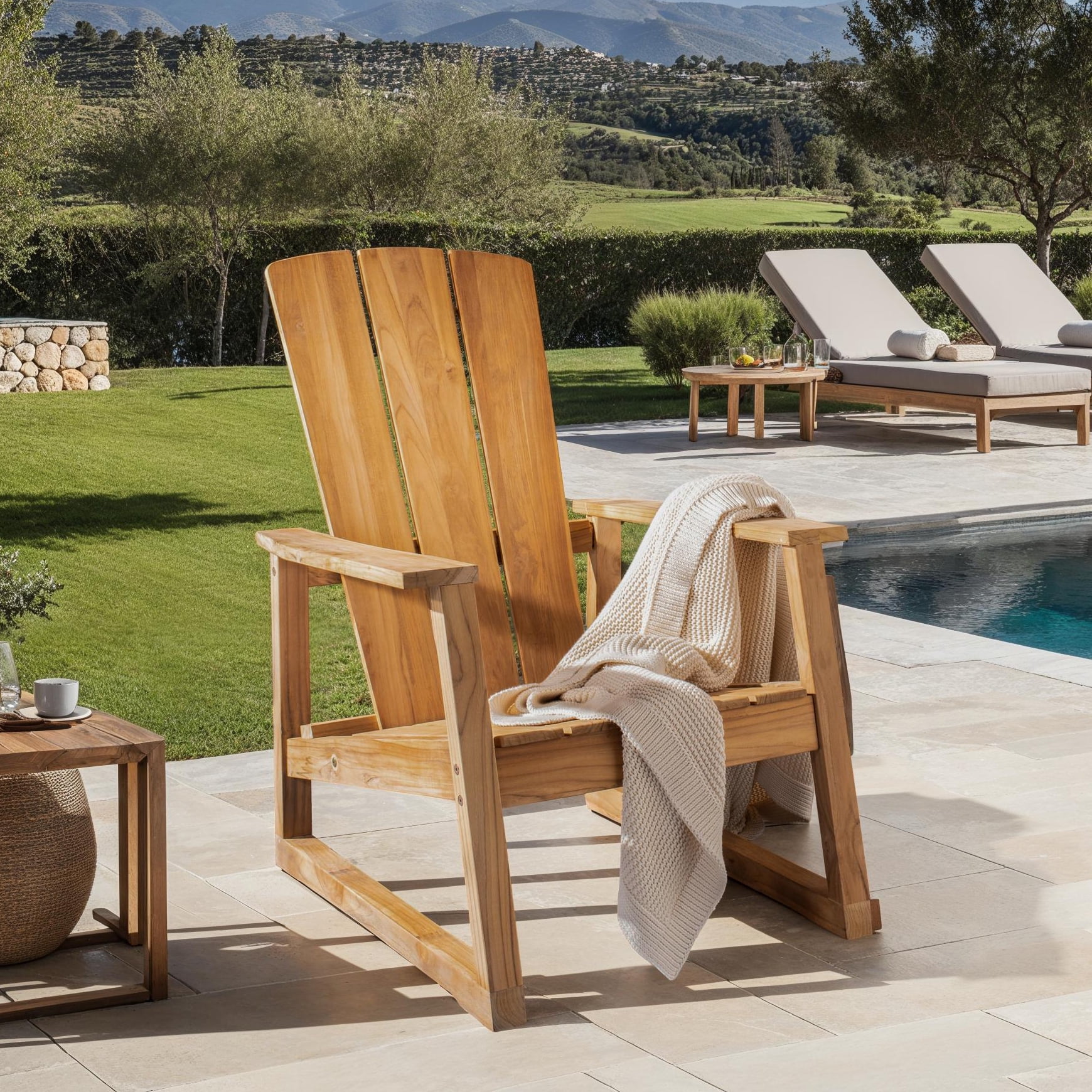 SAFAVIEH Couture San Juan Brazilian Teak Adirondack Chair, Natural