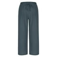 thumbnail image 7 of Bloomae Palazzo Pants for Women High Waisted Straight Wide Leg Linen Trousers Loose Comfy Drawstring Elastic Pants with Pockets Summer Outfits Clothes 2025 Navy S, 7 of 7