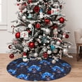 thumbnail image 4 of KLL 30" Christmas Tree Skirt cool blue flower Skull Xmas Tree Skirts Mat for New Year Xmas Holiday Party Indoor Outdoor Home Decoration, 4 of 5