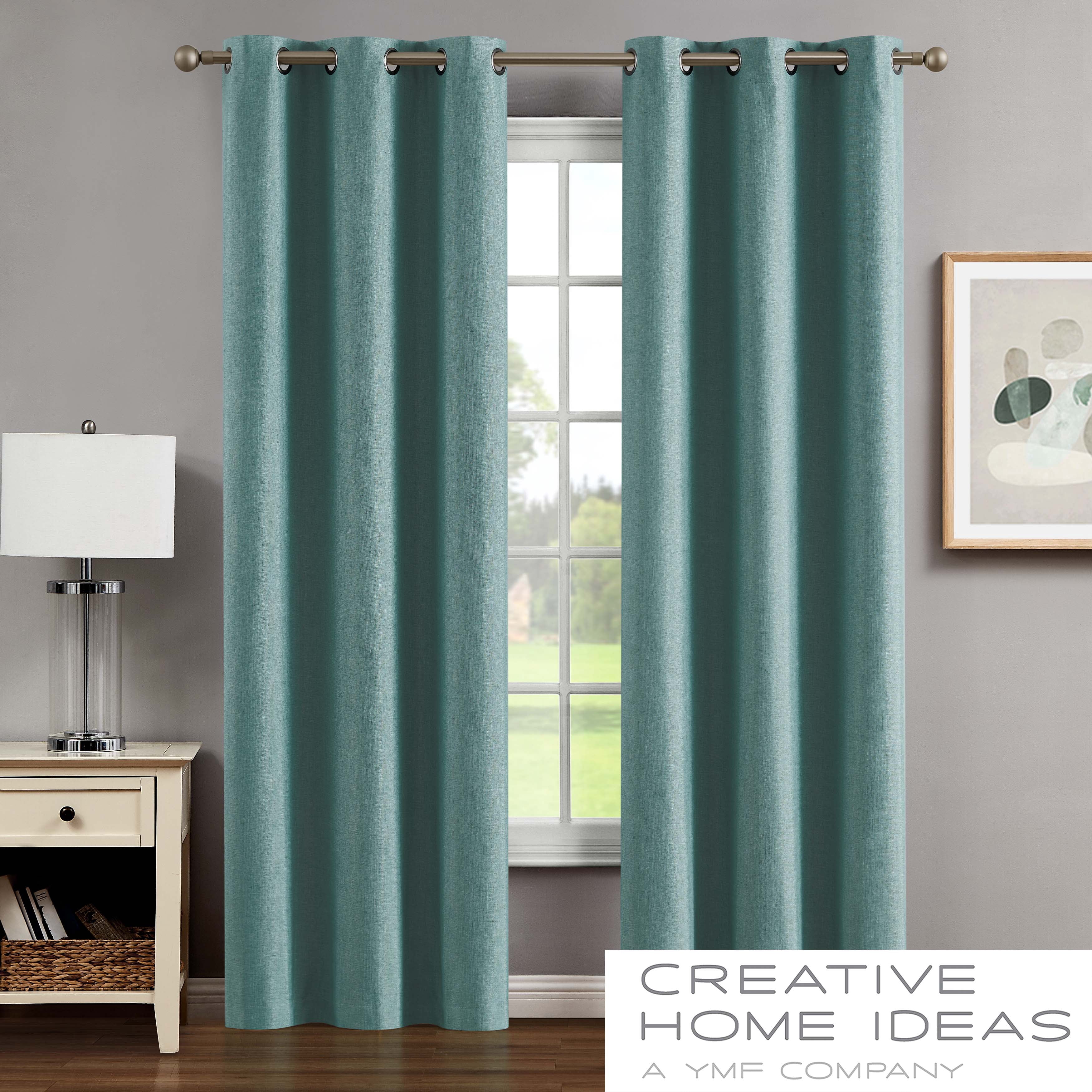 Legrae Blackout Thermal Insulated Grommet Curtains, Set of 2 Panels with Tiebacks, Turquoise, 38" x 84"