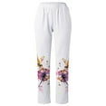 thumbnail image 4 of Women Cotton Linen Harem Pants with Pockets Boho Comfy High Waist Floral Print Loose Capri Pants Palazzo Trouser, 4 of 5