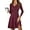 Burgundy, variant on Women Long Sleeve Ribbed Knit Short Dresses  Fall Winter V Neck Casual Swing A Line Sweater Dress