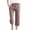 Brown, variant on Linen Capris for Women Plus Size Cropped Trousers Loose Fit Wide Leg Straight Pants with Pockets Casual Drawstring Solid Color Capri Pant, Green, 5XL