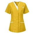 thumbnail image 1 of Ktyne Hauts de Blouse Médicale pour Femmes Col en V Manches Courtes Uniforme d'Infirmière Extensible Doux avec Poches Jaune TG, 1 of 4