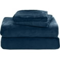 thumbnail image 5 of Elegant Comfort Soft 4-Piece Velvet Plush Flannel Sheet Set - Quality - Cozy Warm, Anti-Static, Non Pilling Fuzzy Velvet Flannel Fleece Deep Pocket Sheet Set - King, Navy, 5 of 5