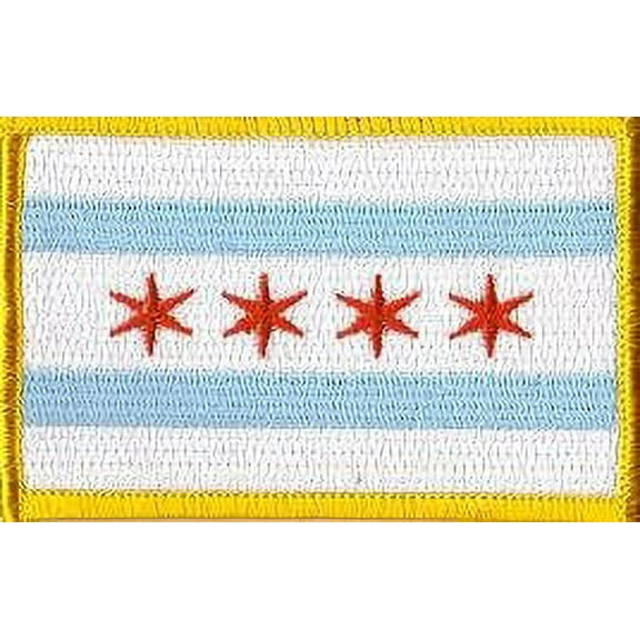 LOT OF 25!! Chicago City Patch 3.50" x 2.25", City of Chicago Embroidered Iron On or Sew On Flag Patch Emblem
