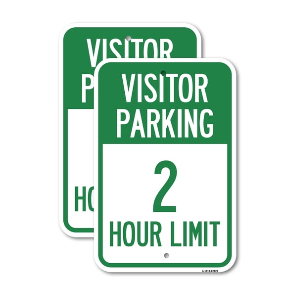 (2 Pack) Visitor Parking Sign Visitor Parking 2 Hour Limit | 12" X 18" Heavy-Gauge Aluminum Sign | Rust Free Aluminum, Weather Resistant, Waterproof, Fade Resistant, 2 Pre-drilled Holes