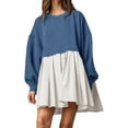thumbnail image 4 of xiaxaixu Robe Sweat-Shirt Surdimensionnée pour Femmes Patchwork Manches Longues Col Rond Robe Mini Ample Pull Tops, 4 of 7