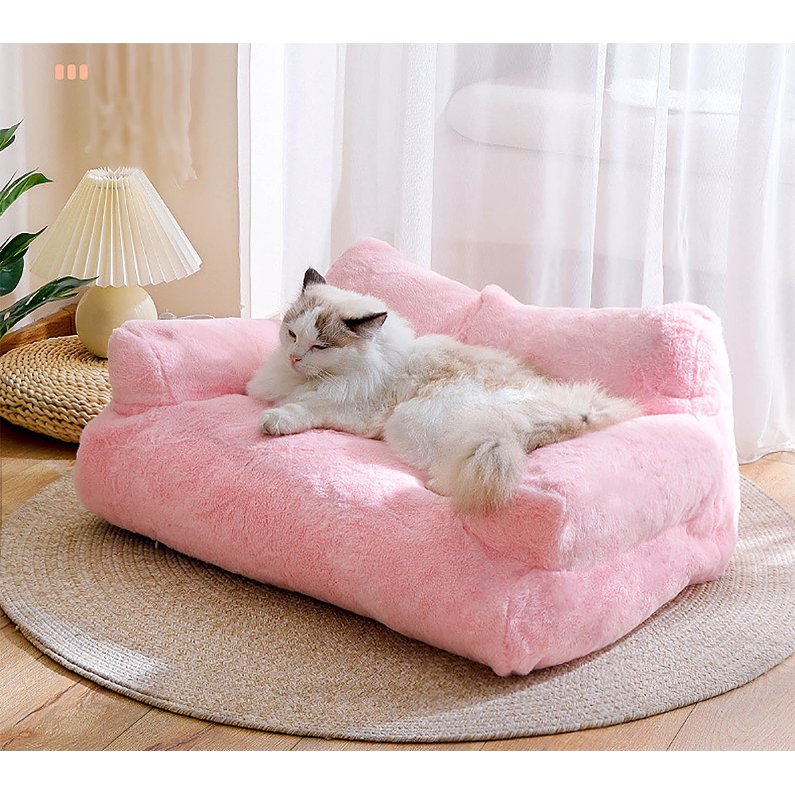 Cat Beds for Indoor Cats, Dog Couch Bed, Cute Cat Couch Sofas for Kitten Puppy, Small Dog Sofas & Chairs with Removable Washable Cover, Soft Warm Pet Furniture, Pink