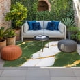 thumbnail image 2 of Green Marble Outdoor Rug for Patio/Deck/Porch, Non-Slip Large Area Rug 3 x 5 Ft, Luxury Gold White Abstract Cracks Artwork Indoor Outdoor Rugs Washable Area Rugs, Reversible Camping Rug Carpet Runner, 2 of 8