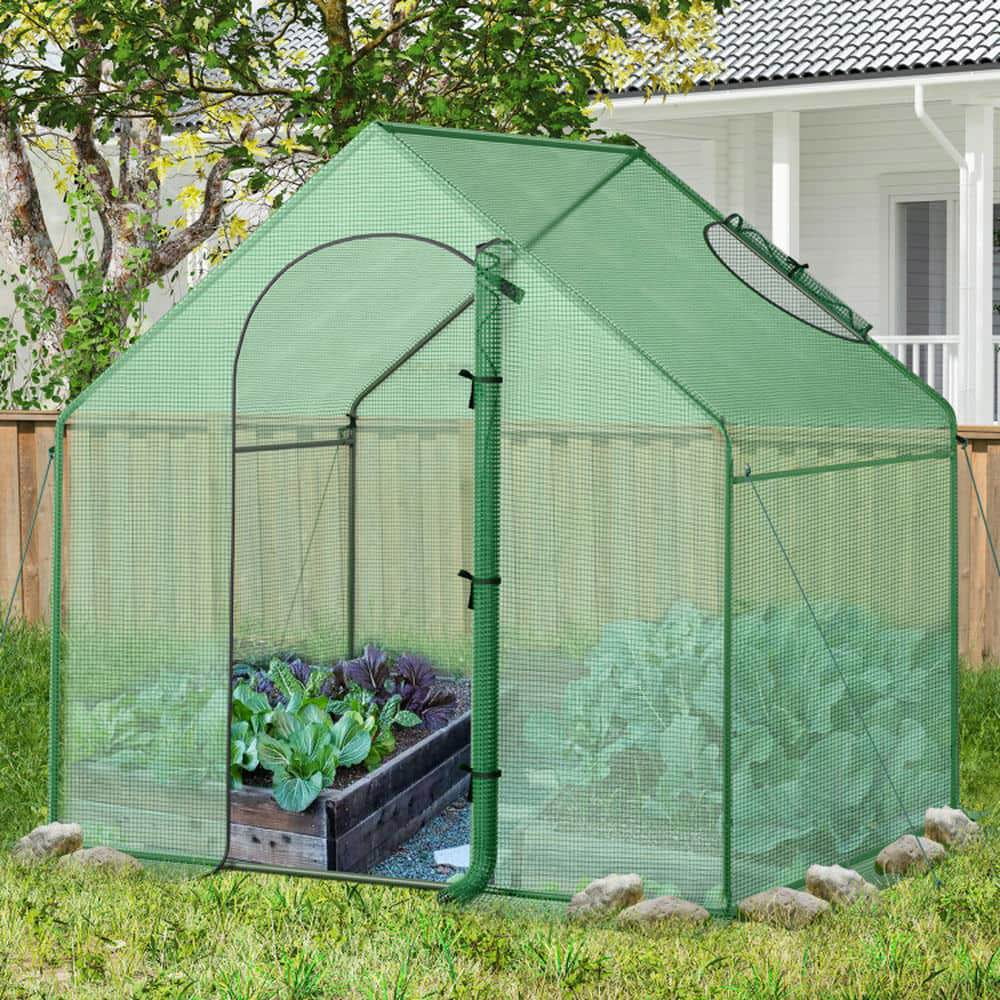 Yardi Yarda Portable Outdoor Warm House with PE Cover and Roll-up Zippered Door, Mini Walk-in Greenhouse, Green