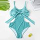 thumbnail image 1 of 1 pieza (verde, XXXL) Girasol para mujer, falda pareo de playa, bikini con parte superior acanalada, traje de baño de talla grande para mujer, traje de baño con parte inferior alta, bandeau acanalado, traje de baño con parte inferior enrollada Sincero Electrónica, 1 of 5