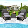 thumbnail image 1 of Costway 5PCS Patio Rattan Furniture Set Chair Ottoman Cushion Space Saving W/Cover Gray, 1 of 10