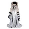 thumbnail image 1 of Kcodviy Robe pour Femme Style Rétro Robe Gothique Couleur Unie Manches Trompette Robe Médiévale pour Femmes Robe Longue, 1 of 5