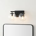 thumbnail image 2 of SAFAVIEH Severa 2-Light LED Black Metal Wall Sconce with Clear Shade, 2 of 8