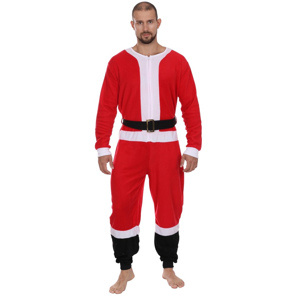 Generic Secret Santa Mens Union Suit Holiday Pajama Loungewear, Red
