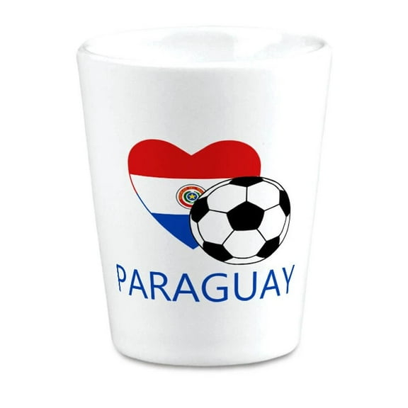 Ceramic Shot Glasses Love Soccer Heart Paraguay Style 2 America Cup 2 Oz