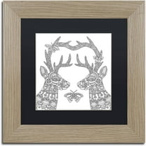 Trademark Fine Art 'Deer Lovers' Canvas Art by Filippo Cardu Black Matte, Birch Frame