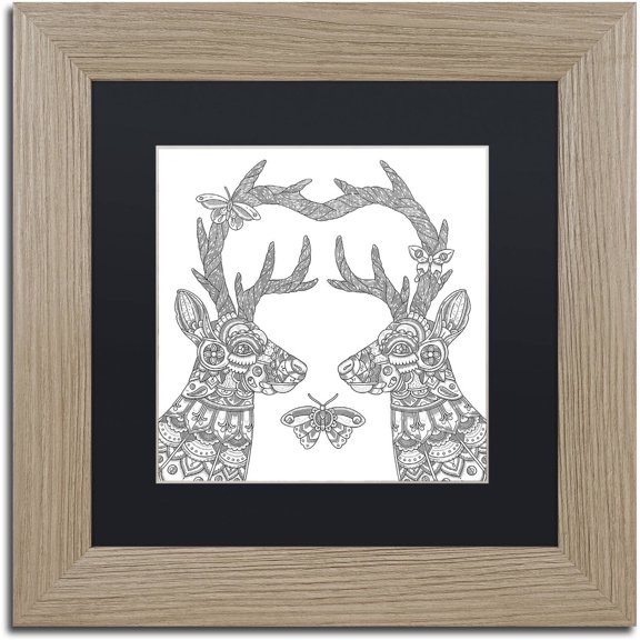 Trademark Fine Art 'Deer Lovers' Canvas Art by Filippo Cardu Black Matte, Birch Frame
