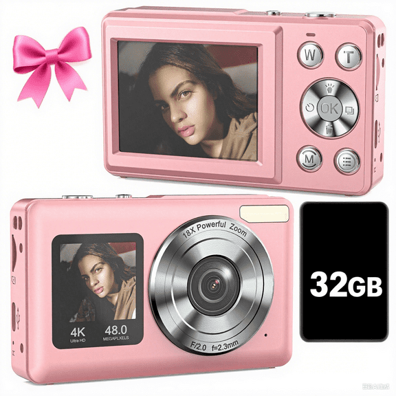 4K Digital Camera,UHD Travel 4k Digital Camera Pocket,Digital Cameras Autofocus Vlogging Anti-Shake 18X Zoom 48MP Point 3000Photos