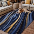 thumbnail image 4 of 5' x 8' Outdoor Rug, Navy Blue Golden Marble Outdoor Washable Rug Large Floor Carpet, Modern Abstract Marble Flow Non Shedding Area Rug for Outside, Patio, RV, Porch, Deck, Balcony, Camping, 4 of 9