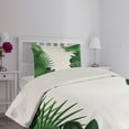 thumbnail image 4 of Ambesonne Hawaiian Quilted Coverlet 2 Pcs, Tropical Exotic Palms, Twin Size, Green White, 4 of 5